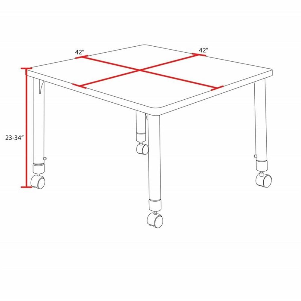 42" Square Mobile Table with 4 Stack Chairs P7767