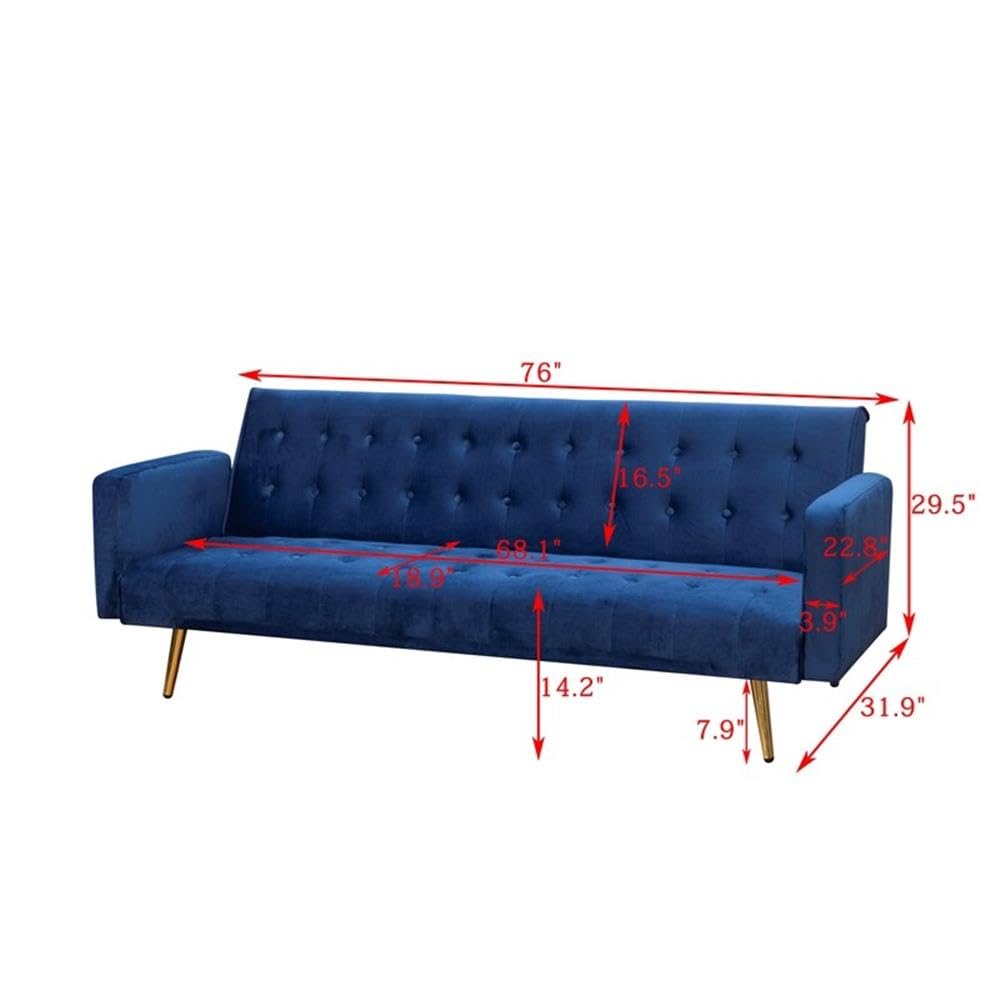 Navy Blue Velvet Convertible Sofa Bed I3752