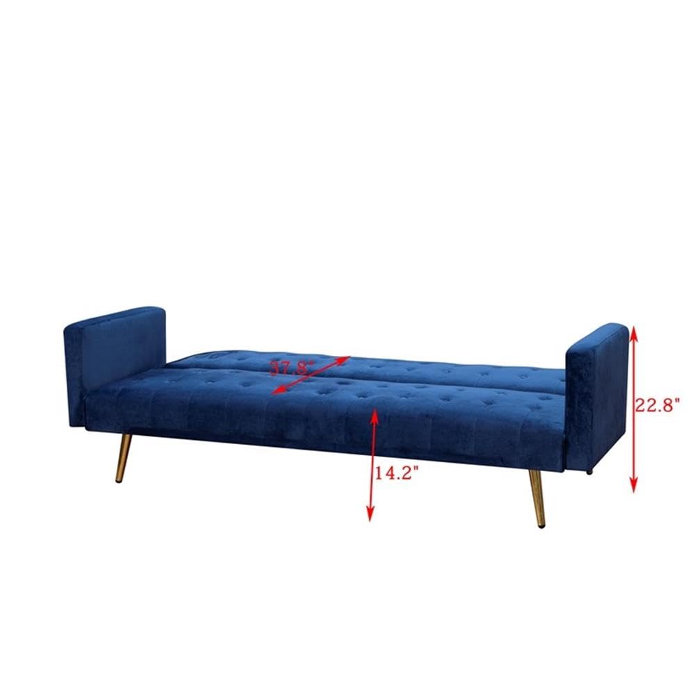 Navy Blue Velvet Convertible Sofa Bed I3752