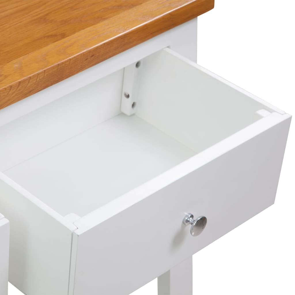Solid Oak Wood Console Table with 2 Drawers and Shelf V47958