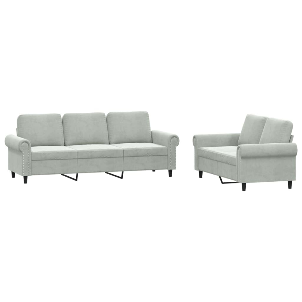 Light Gray Velvet 2 Piece Sofa Set O3803