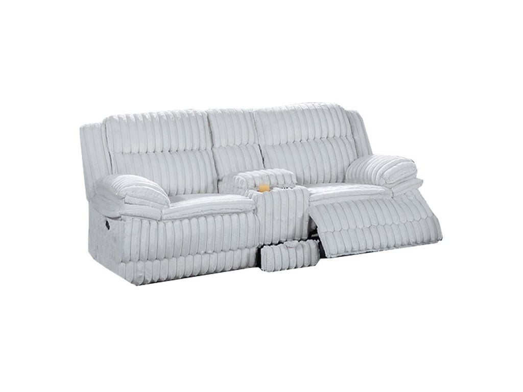 Light Gray Corduroy Recliner Loveseat with Drawer Console S8090