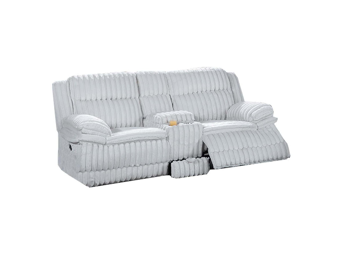 Light Gray Corduroy Recliner Loveseat with Drawer Console S8090