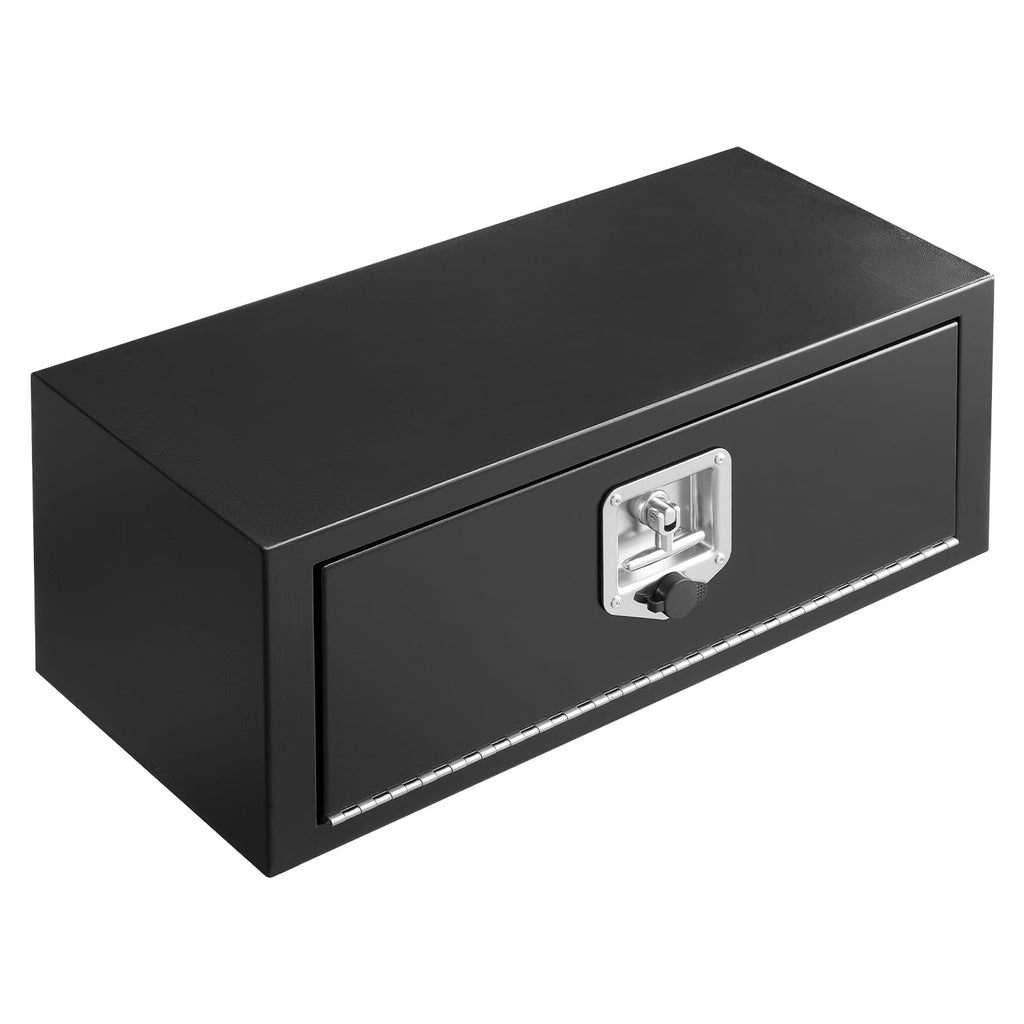 Underbody Truck Tool Box 27 x 10 x 10 Inch Heavy Duty Steel with Lock & Keys Black Q906