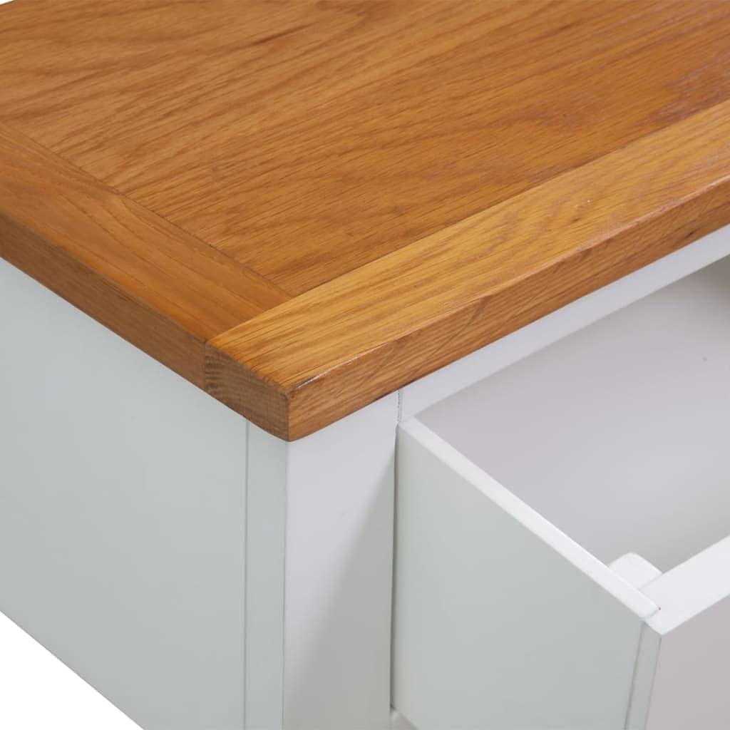 Solid Oak Wood Console Table with 2 Drawers and Shelf V47958