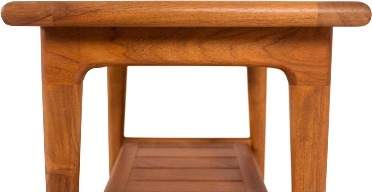 Teak Shower Bench with Shelf D1070