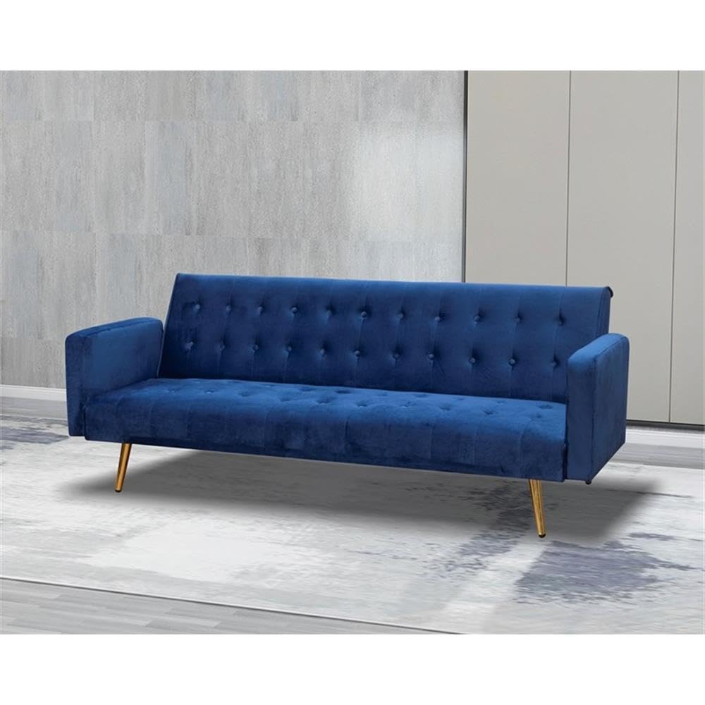 Navy Blue Velvet Convertible Sofa Bed I3752