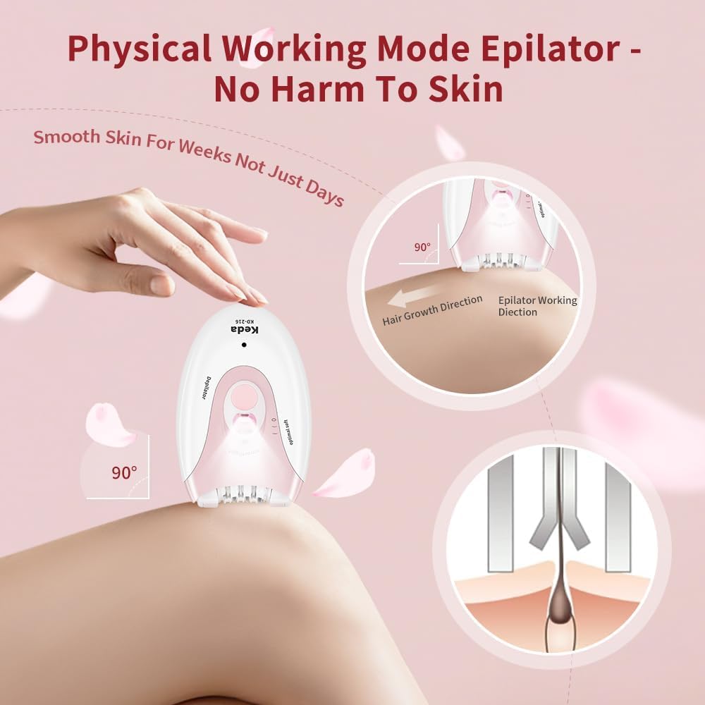 Facial Epilator with LED Light Two Speed Hair Removal Device Y6709