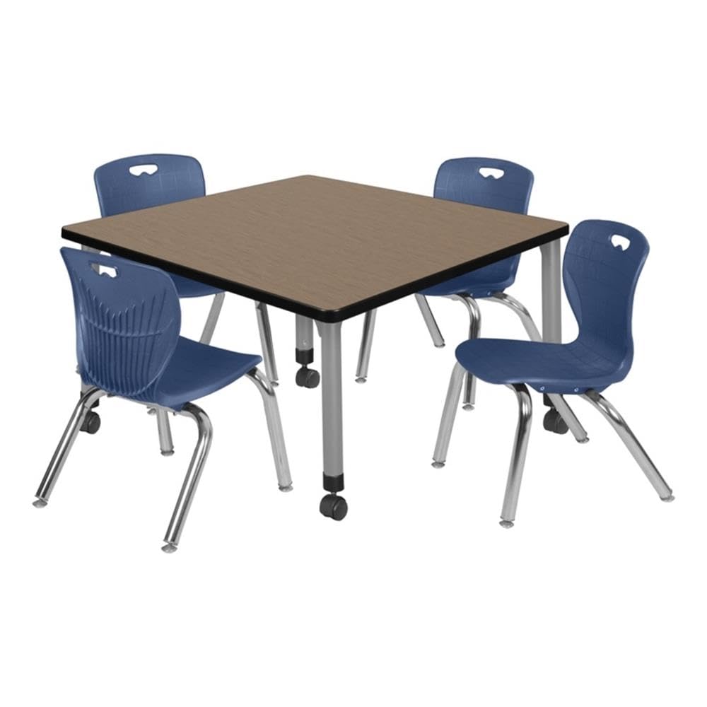 42" Square Mobile Table with 4 Stack Chairs P7767