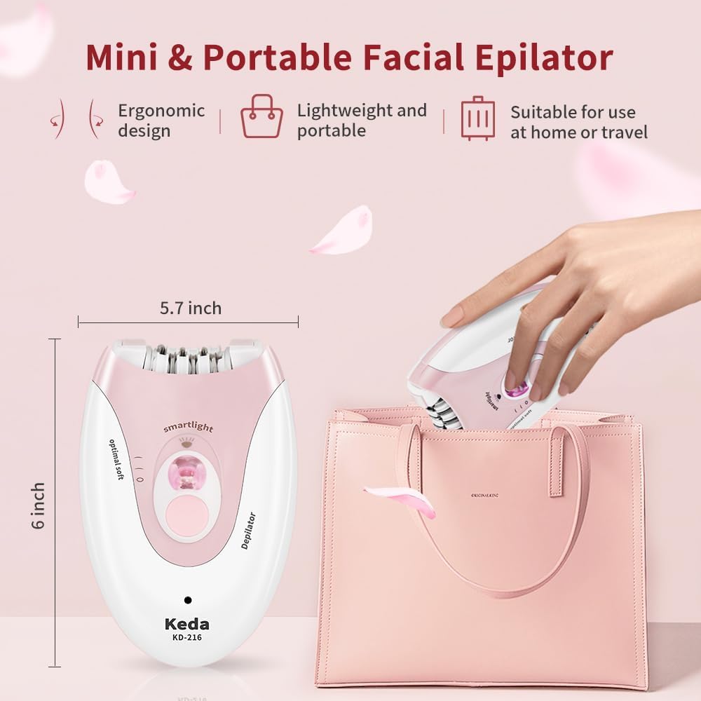 Facial Epilator with LED Light Two Speed Hair Removal Device Y6709
