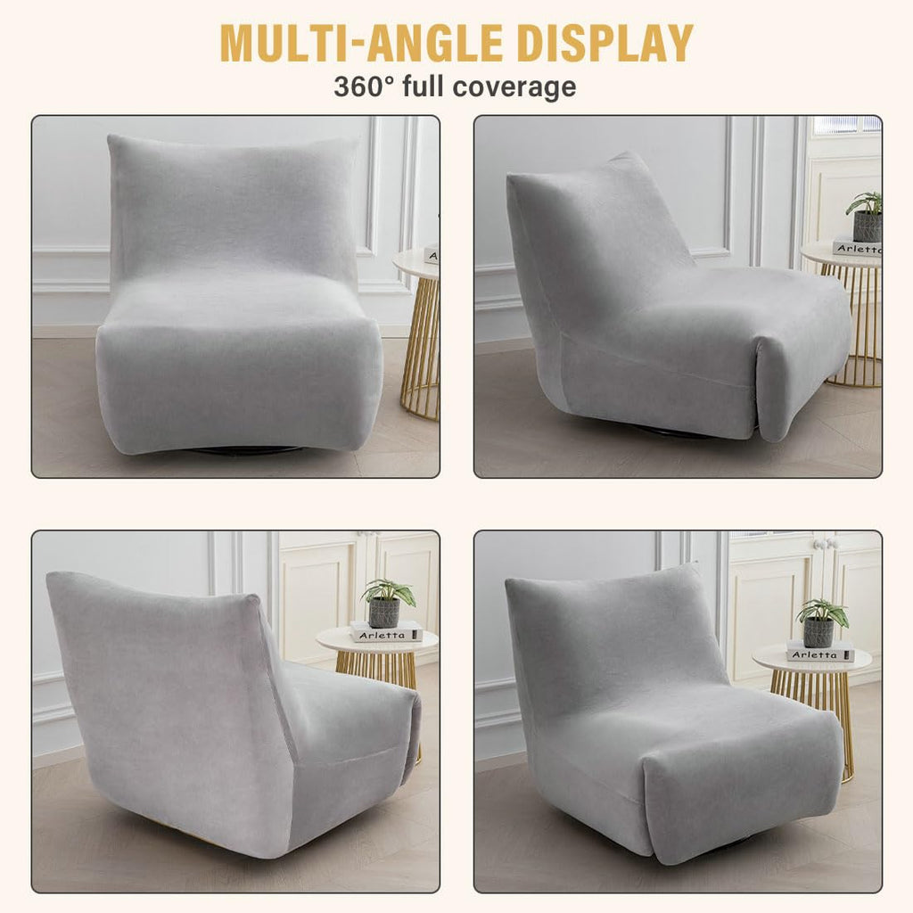 Light Gray Velvet Oversized Recliner Chair Cover N570