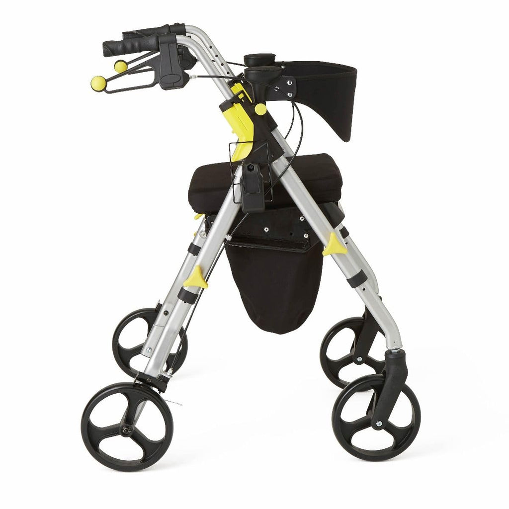 Folding Rolling Walker with Seat, 8-inch Wheels, Silver H571050