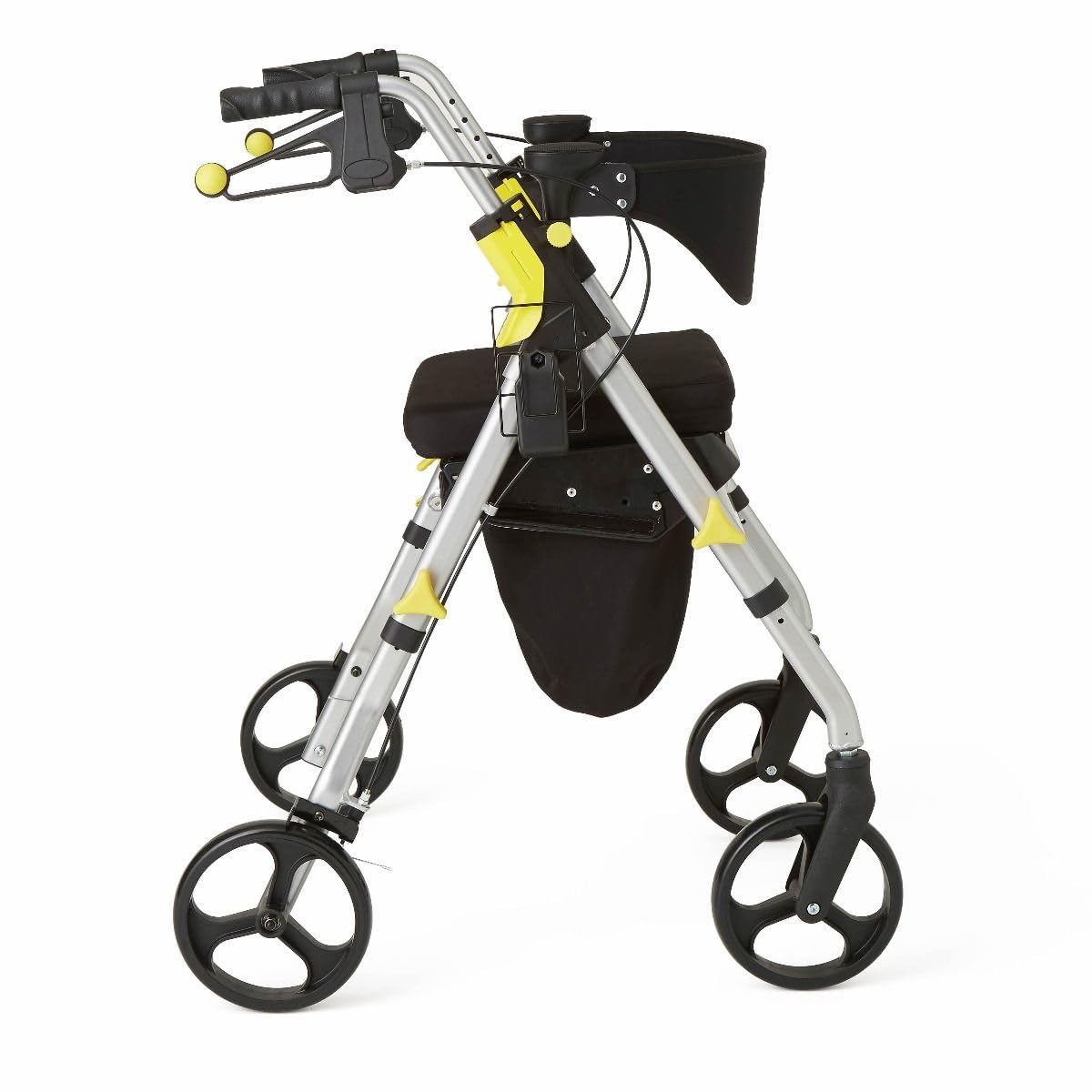 Folding Rolling Walker with Seat, 8-inch Wheels, Silver H571050