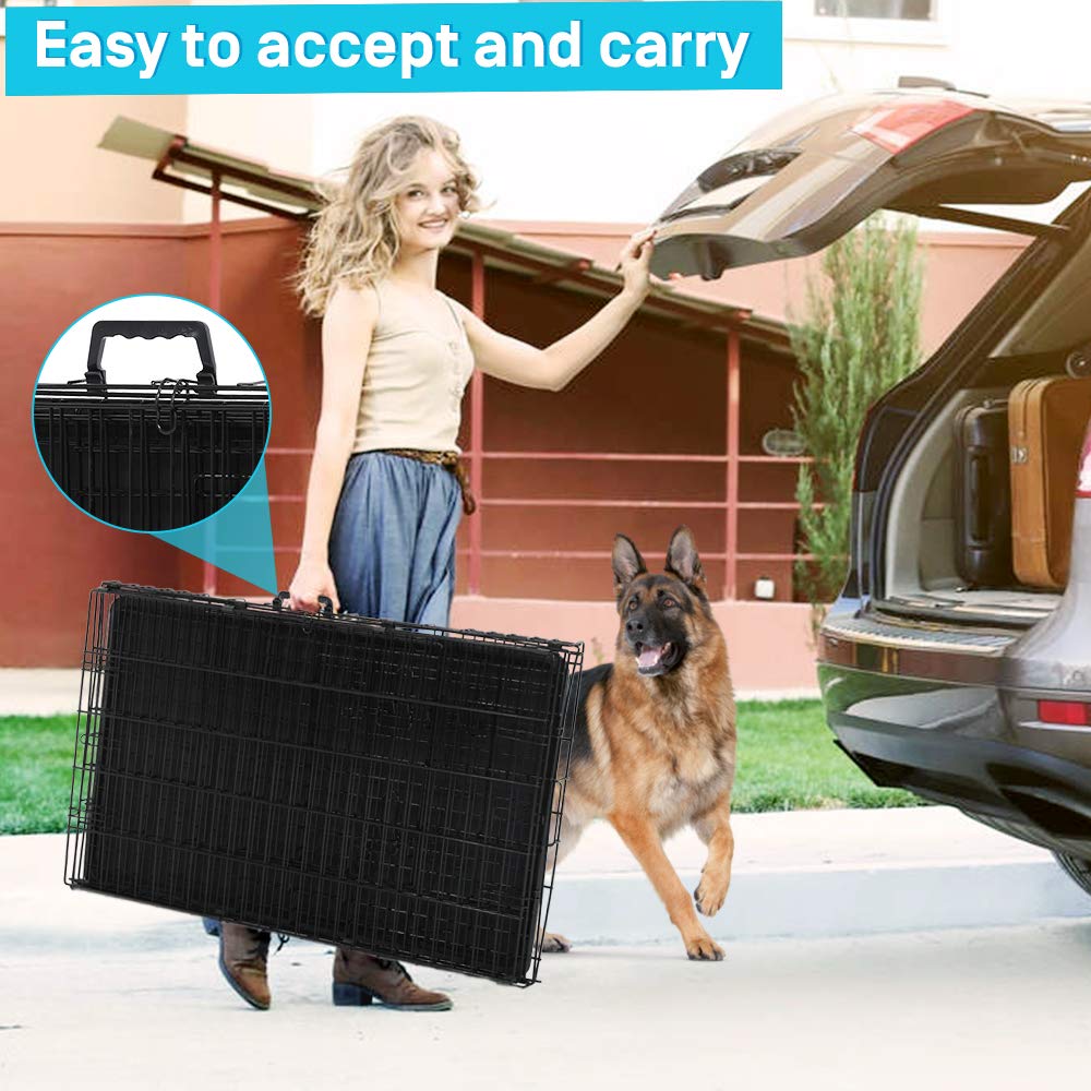 Folding Metal Dog Crate with Tray & Divider A5598