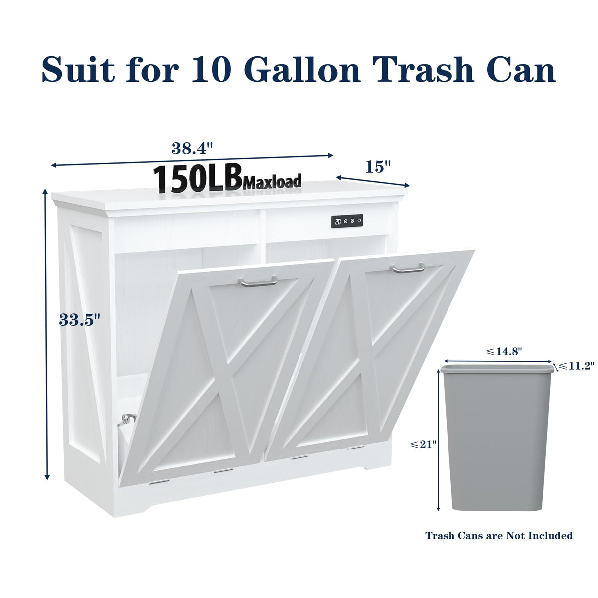 10 Gallon White Tilt Out Trash Can Cabinet P416
