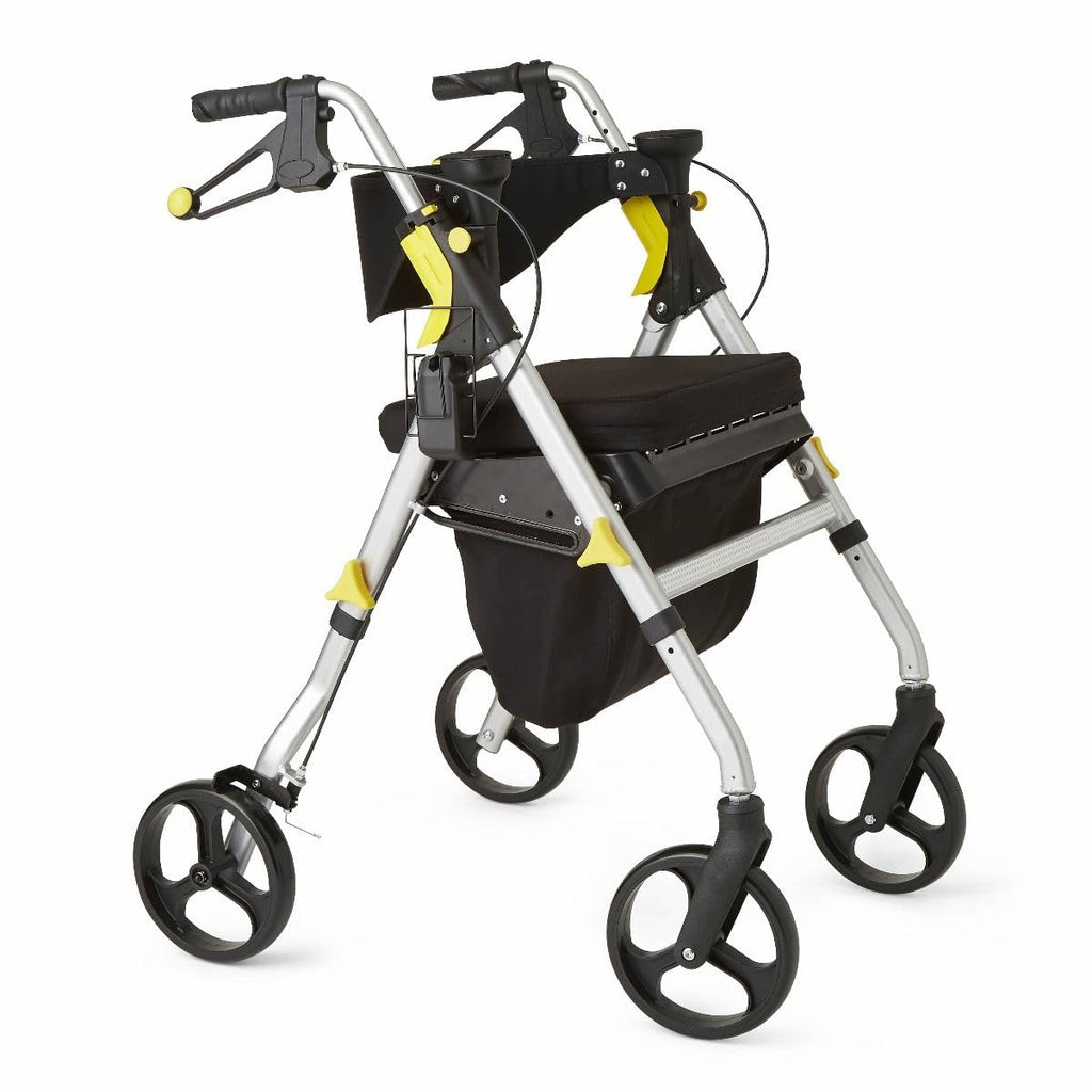 Folding Rolling Walker with Seat, 8-inch Wheels, Silver H571050