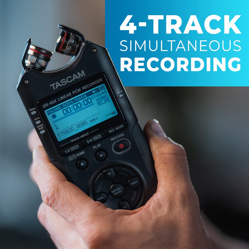 4-Track Portable Handheld Field Recorder with 2 XLR/TRS Inputs W306584