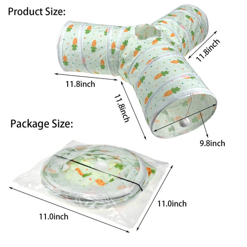3 Way Collapsible Tunnel with Carrot Patterns Small Pet Hideout X879916