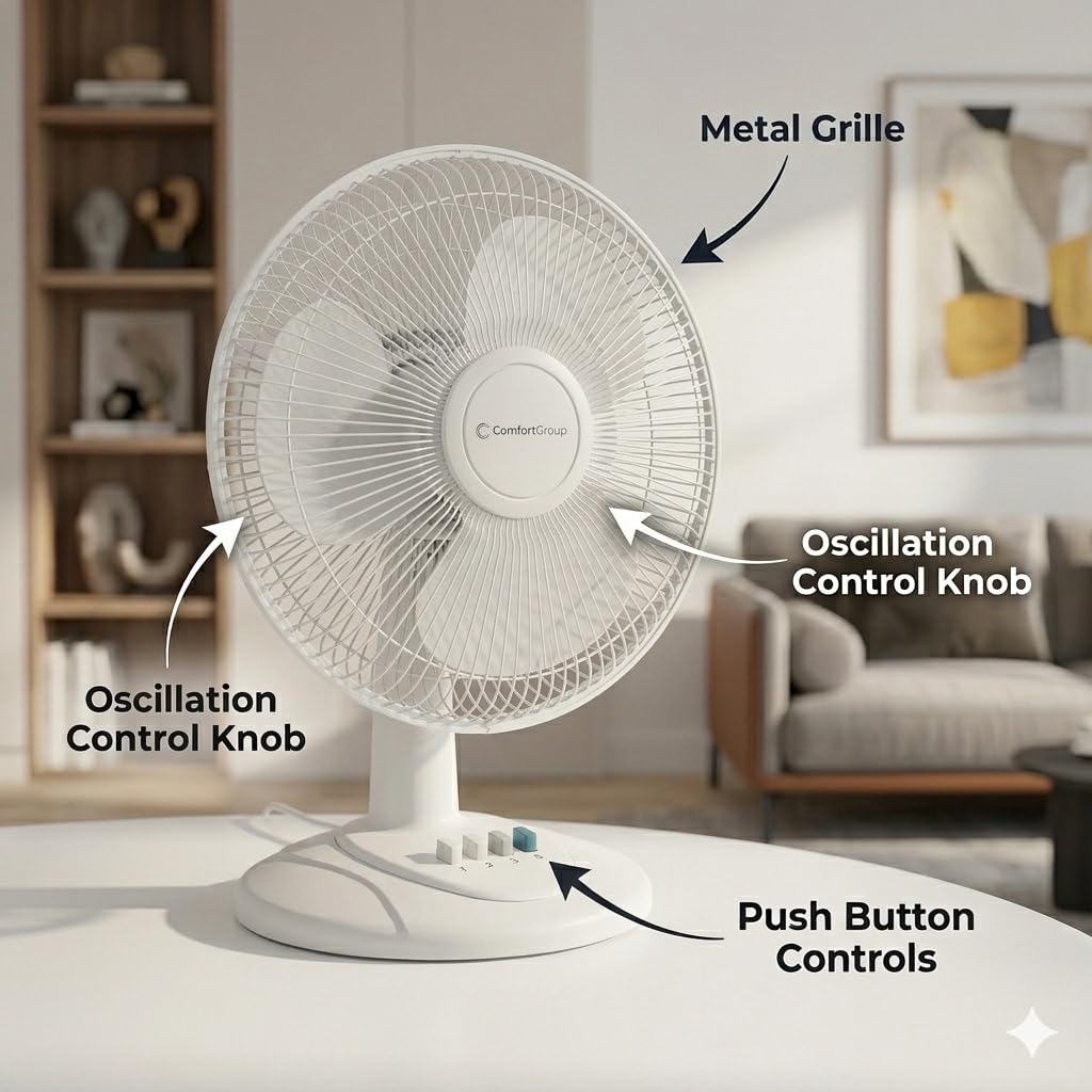 16 inch 3 Speed Oscillating Table Fan V584