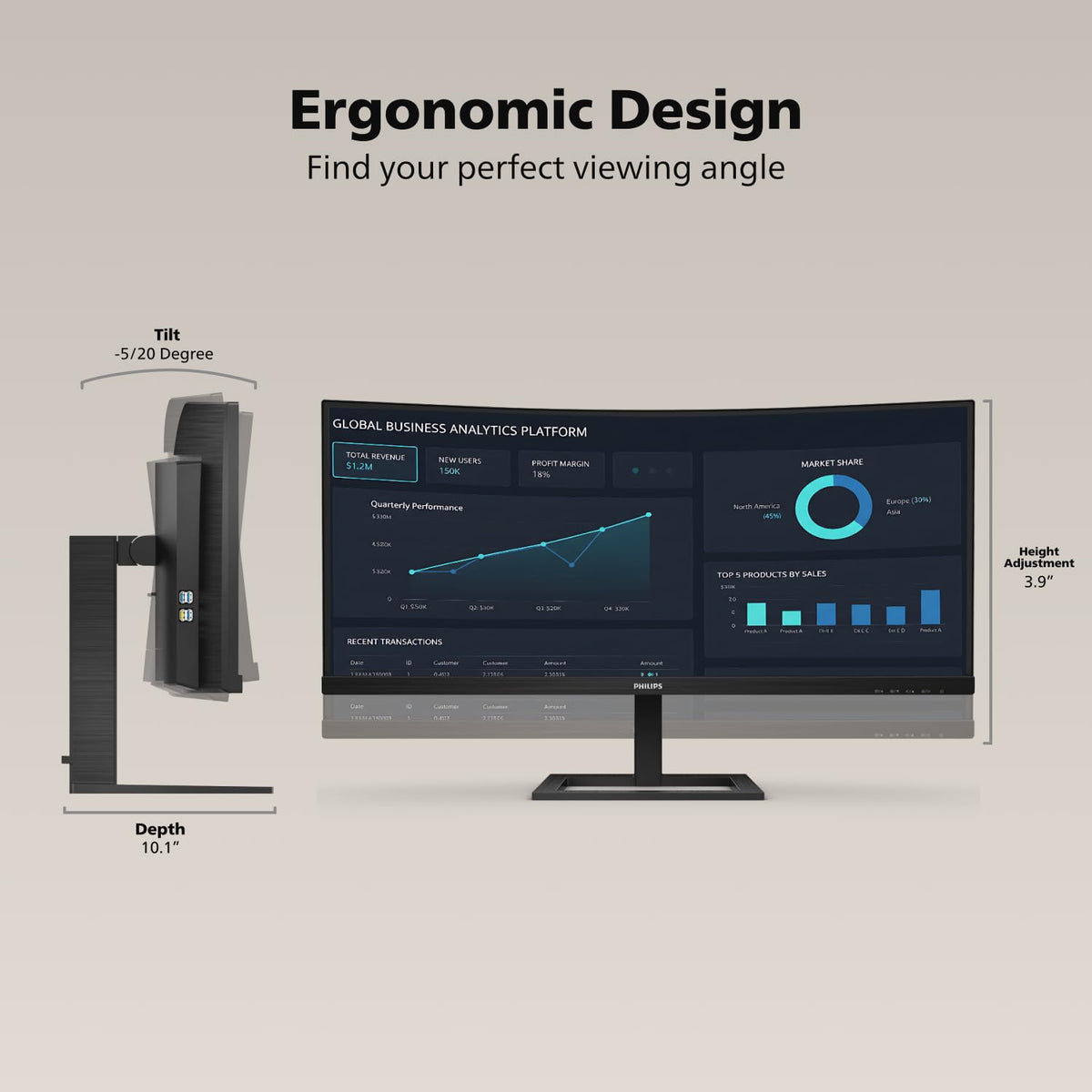 34 Inch Curved UWQHD Computer Monitor M49487