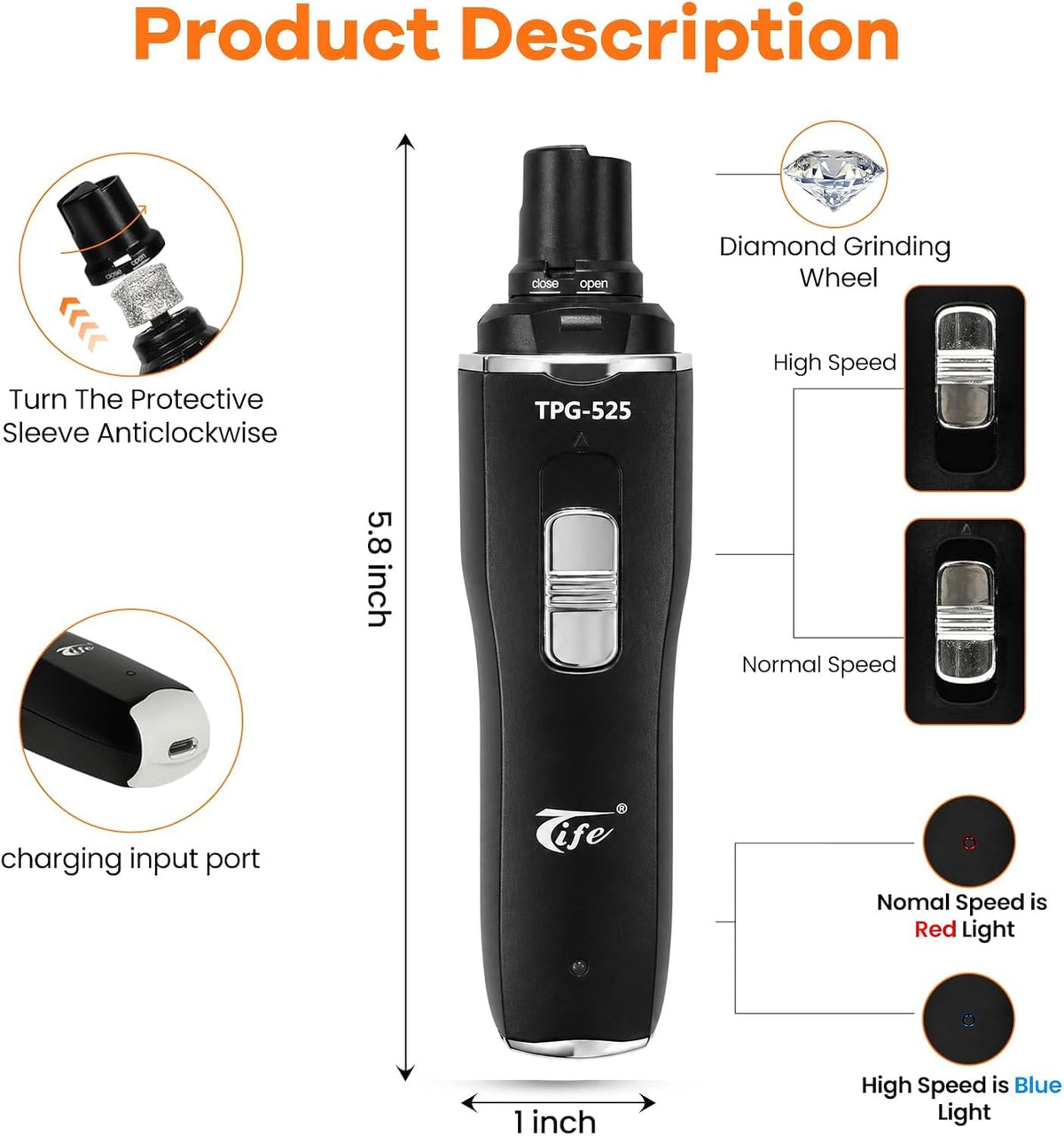 Rechargeable Electric Pet Nail Grinder Y8891