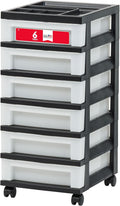 6 Drawer Rolling Storage Cart with Organizer Top, Black M4422
