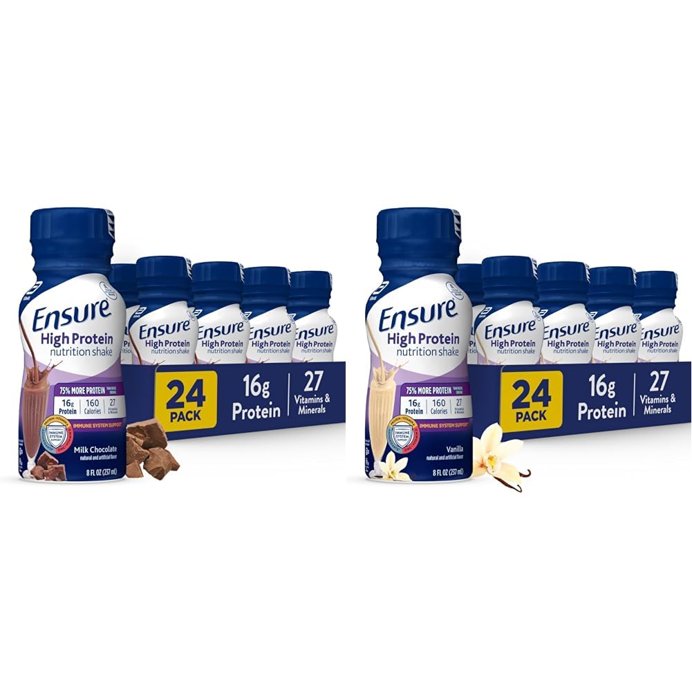 High Protein Chocolate Vanilla Nutrition Shakes with Fiber, 24 Pack M587949