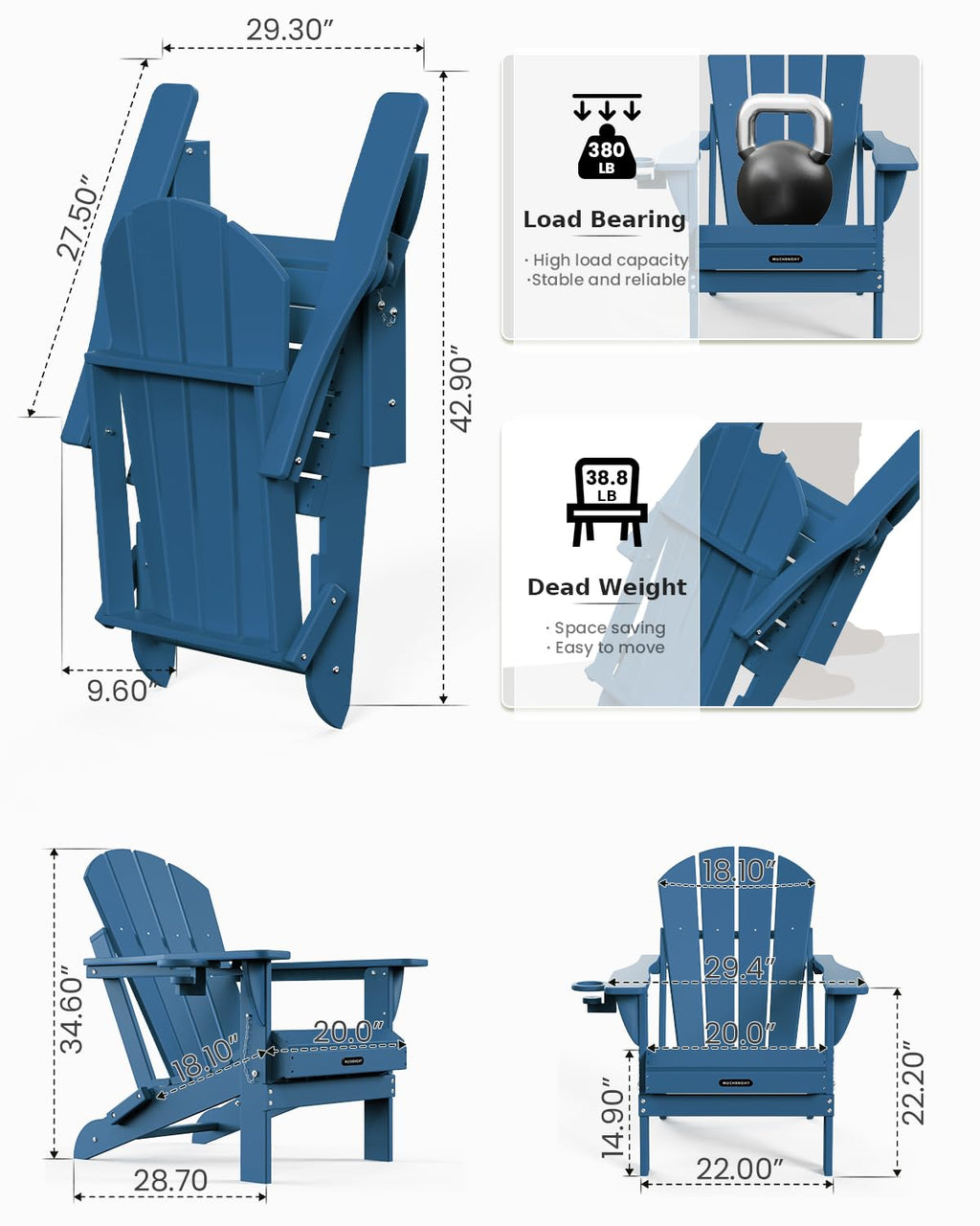 Folding Adirondack Chairs and Table Set K231
