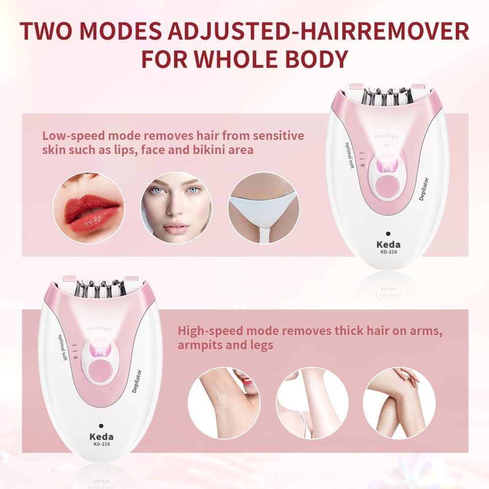 Facial Epilator with LED Light Two Speed Hair Removal Device Y6709