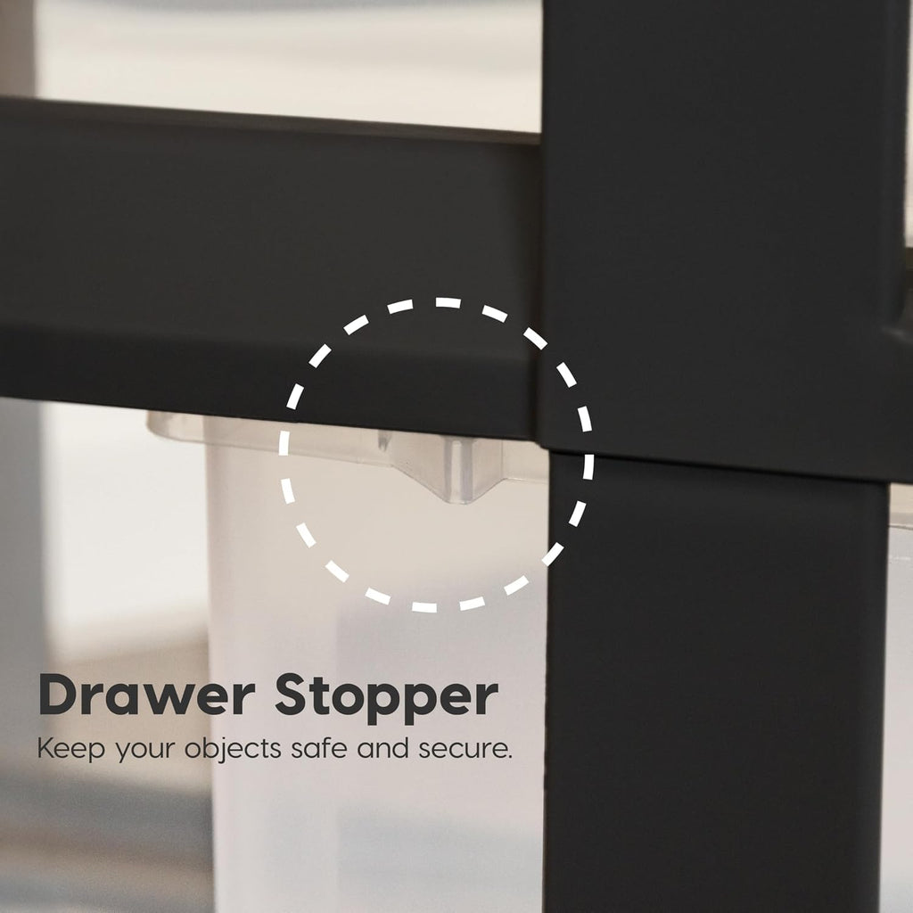 6 Drawer Rolling Storage Cart with Organizer Top, Black M4422