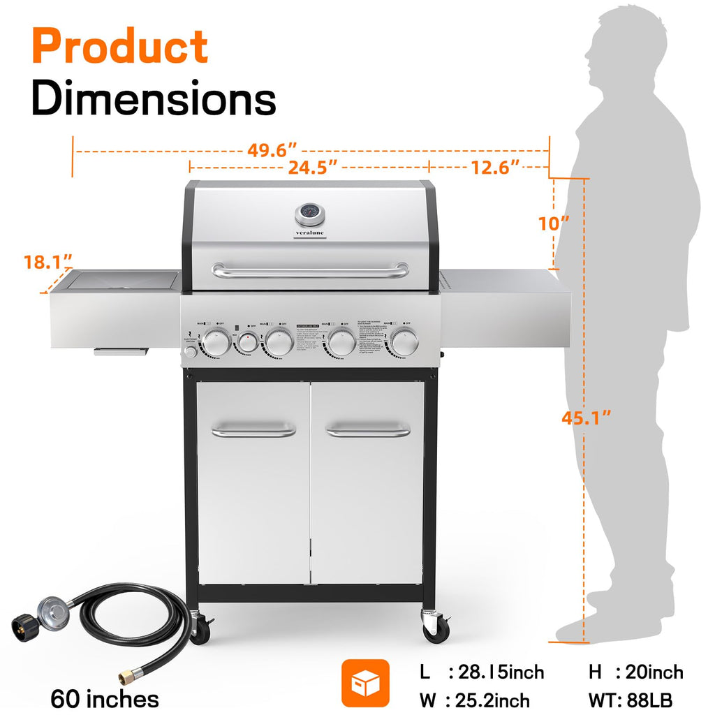 4 Burner Gas Grill with Infrared Side Burner V61031