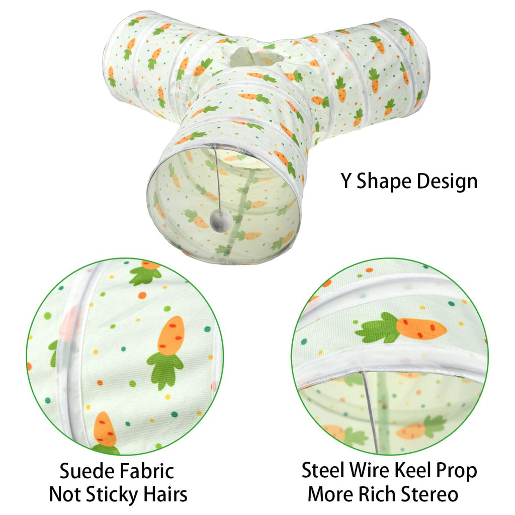 3 Way Collapsible Tunnel with Carrot Patterns Small Pet Hideout X879916