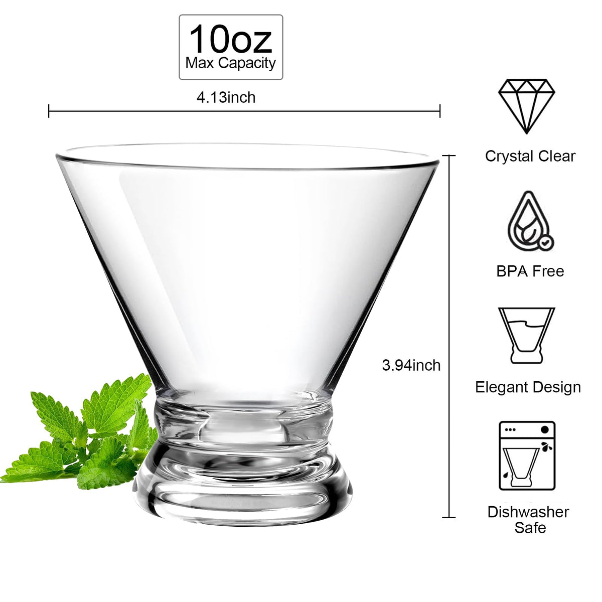 Set of 4 10oz Unbreakable Tritan Stemless Cocktail Glasses H896890