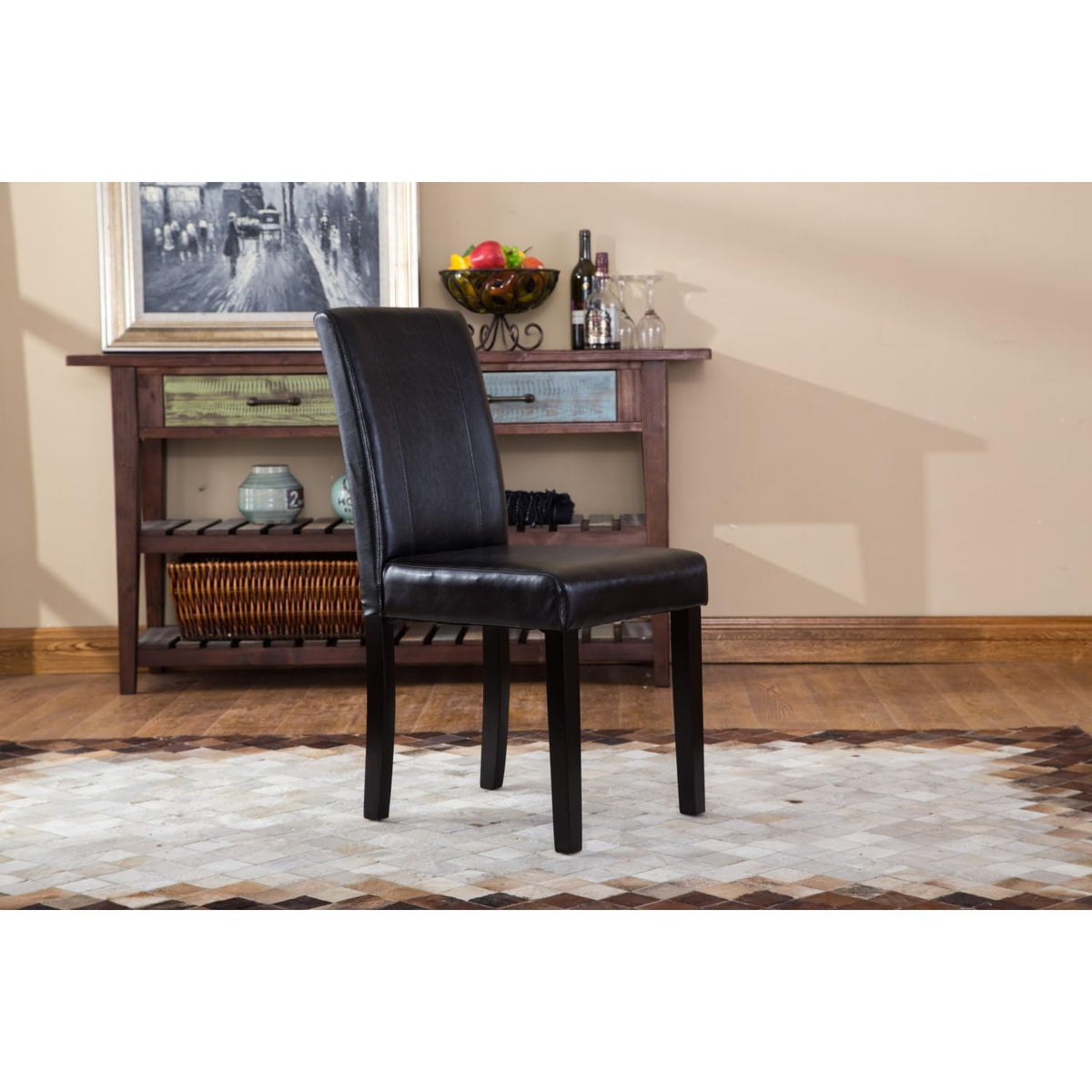 Solid Wood Leatherette Parson Chair Set of 2 S1963