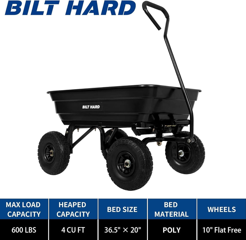 4 Cu.Ft. Poly Yard Dump Cart with 180° Rotating Handle X17082
