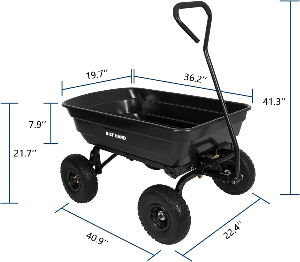 4 Cu.Ft. Poly Yard Dump Cart with 180° Rotating Handle X17082
