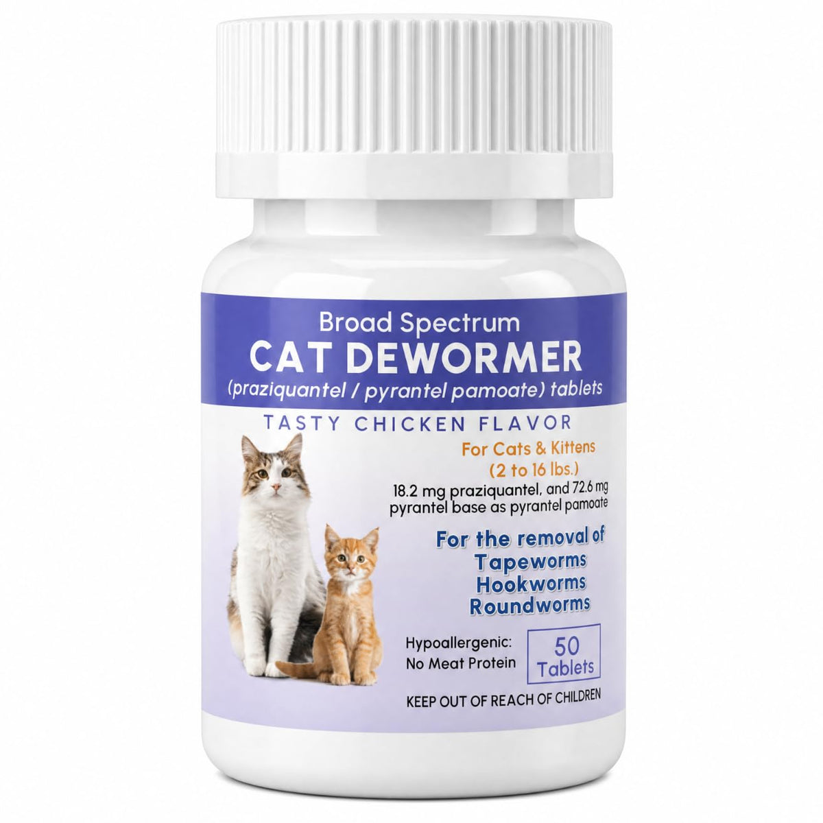 Broad Spectrum Cat & Kitten Dewormer 50 Tablets U919724