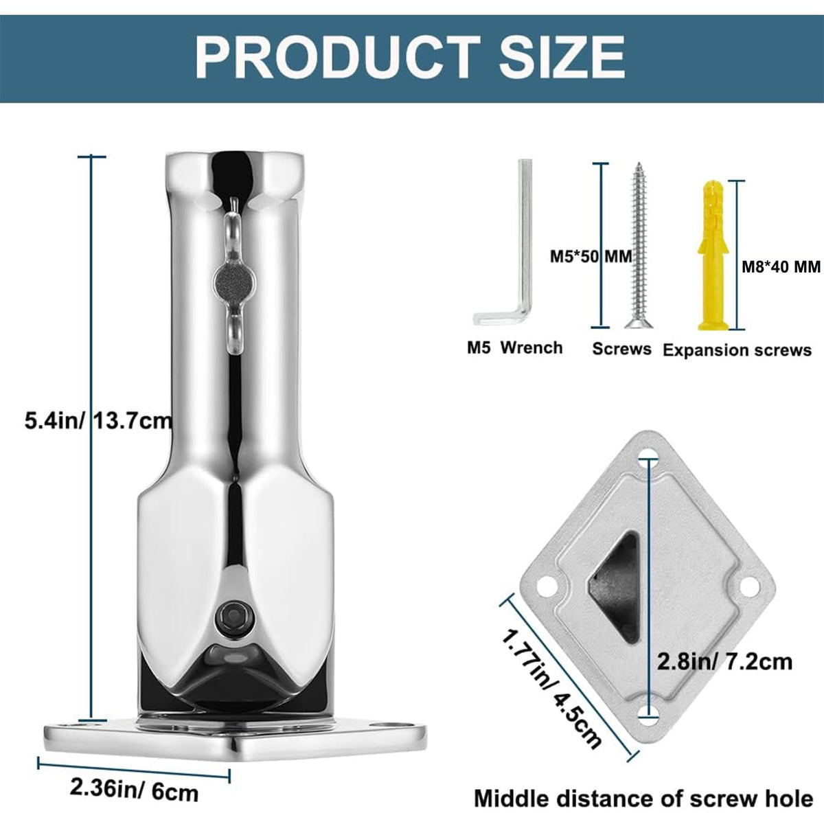 Flag Pole Holder 304 Stainless Steel 180 Degree H8163