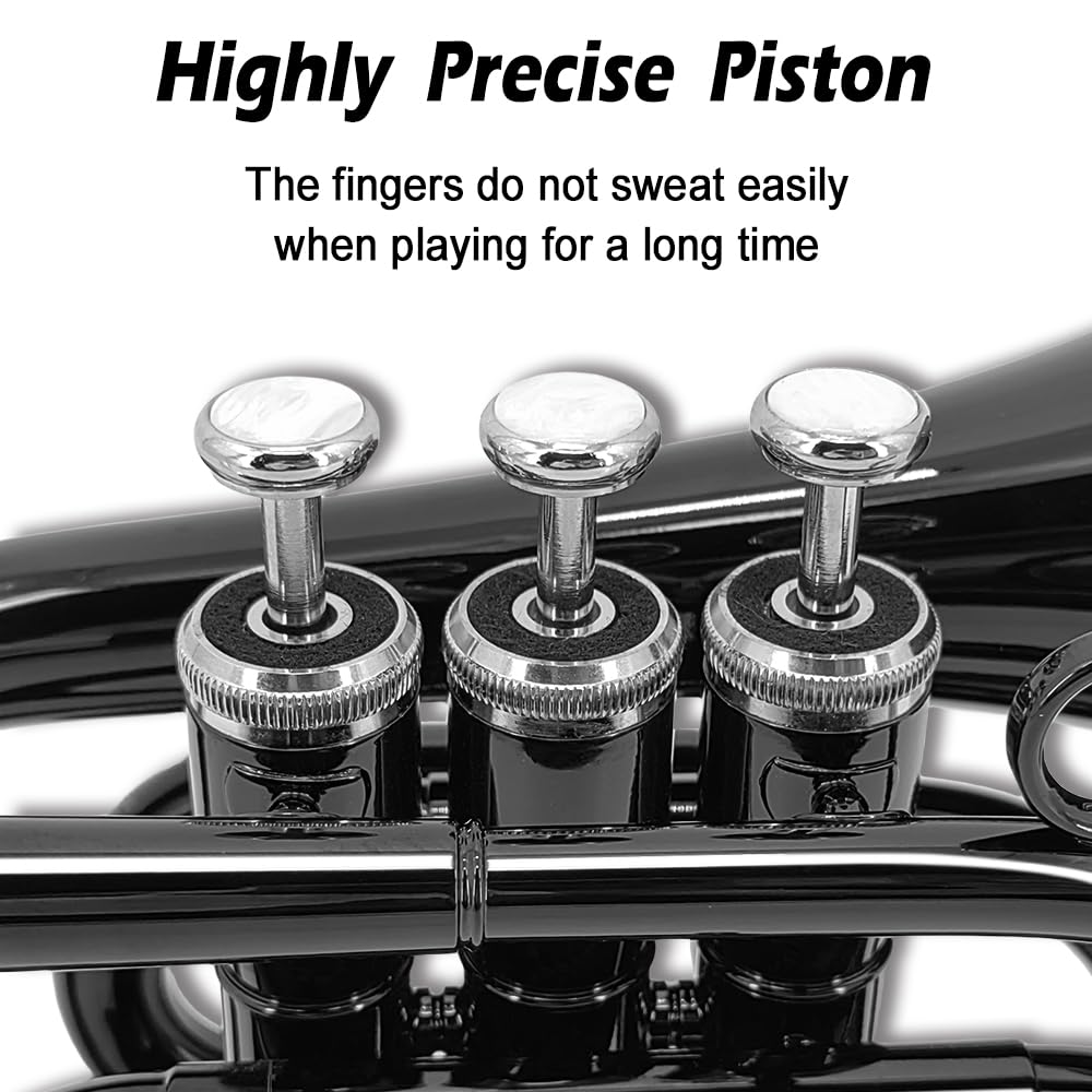 Bb Flat Pocket Trumpet with Cleaning Cloth, 7C Mouthpiece and Hard Case K69638