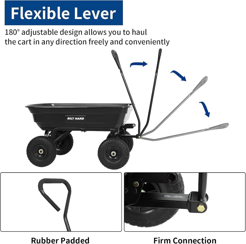 4 Cu.Ft. Poly Yard Dump Cart with 180° Rotating Handle X17082