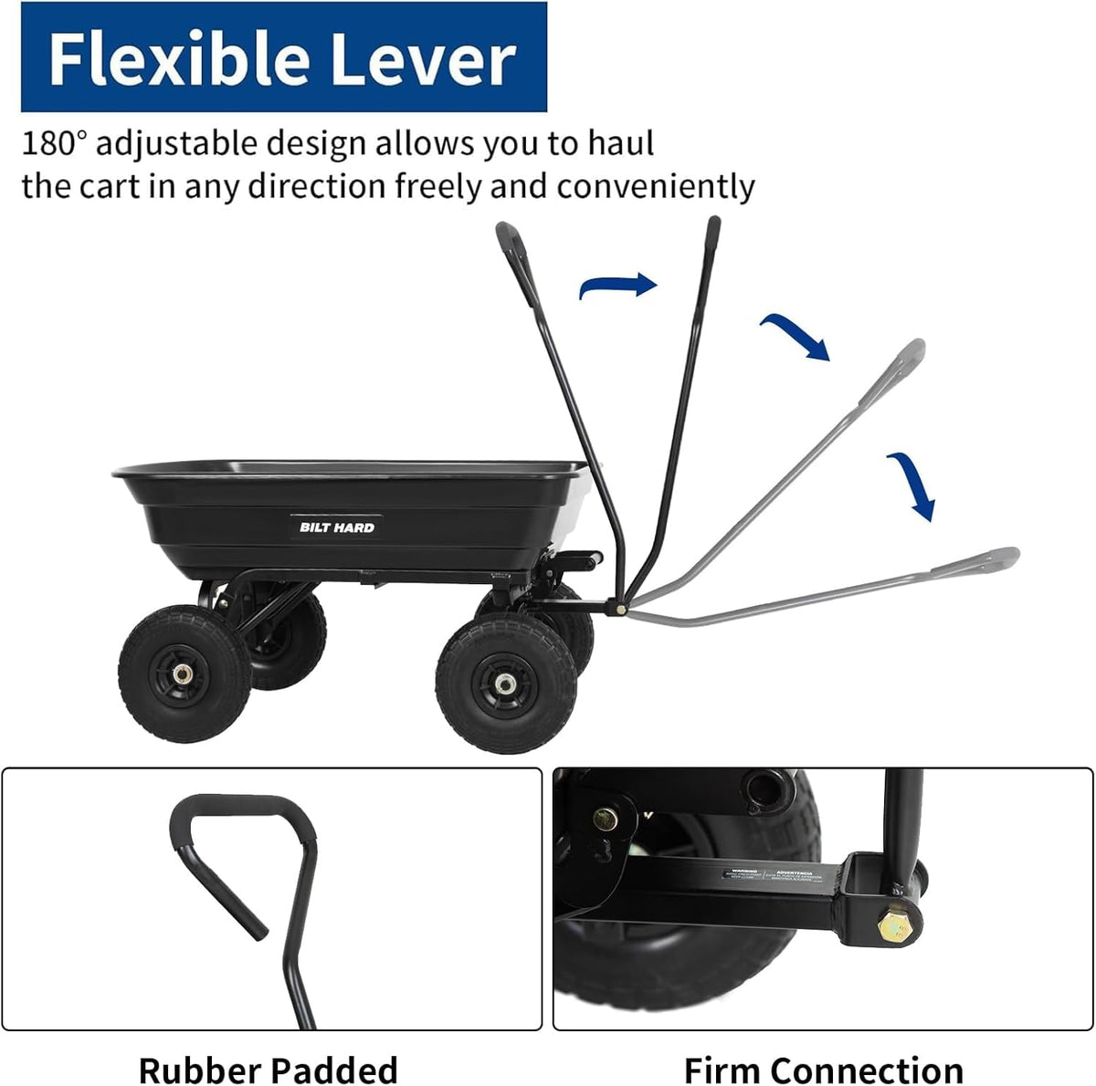 4 Cu.Ft. Poly Yard Dump Cart with 180° Rotating Handle X17082
