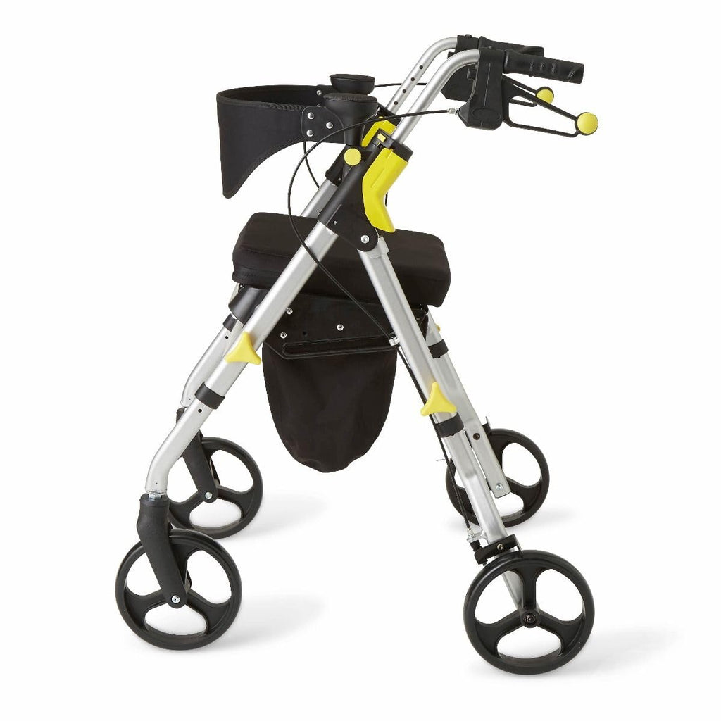 Folding Rolling Walker with Seat, 8-inch Wheels, Silver H571050
