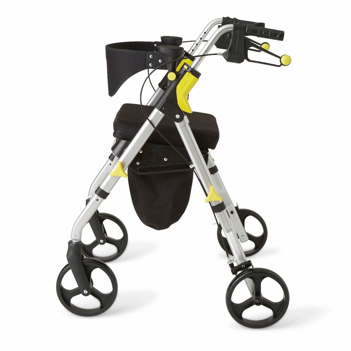 Folding Rolling Walker with Seat, 8-inch Wheels, Silver H571050