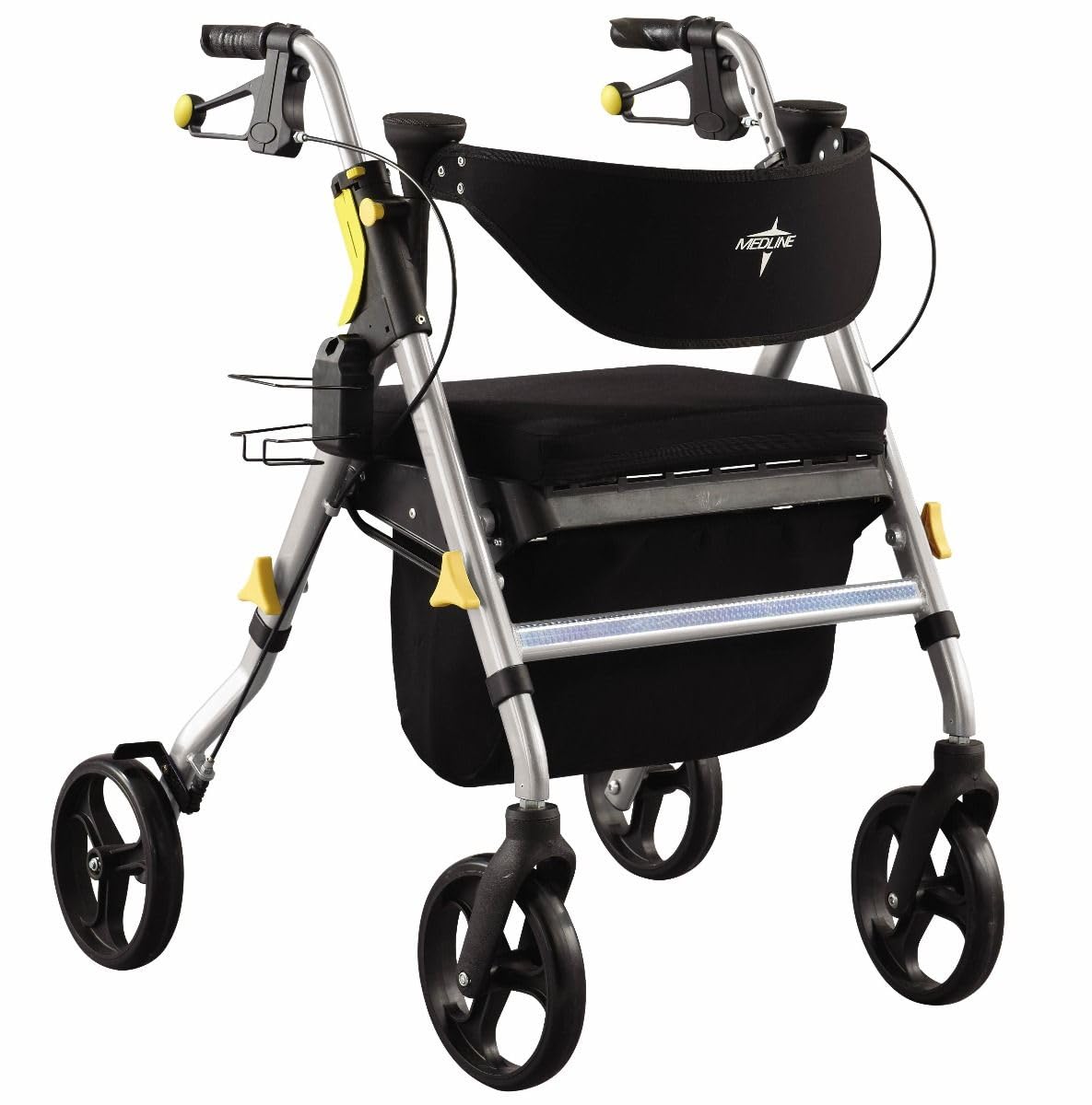 Folding Rolling Walker with Seat, 8-inch Wheels, Silver H571050
