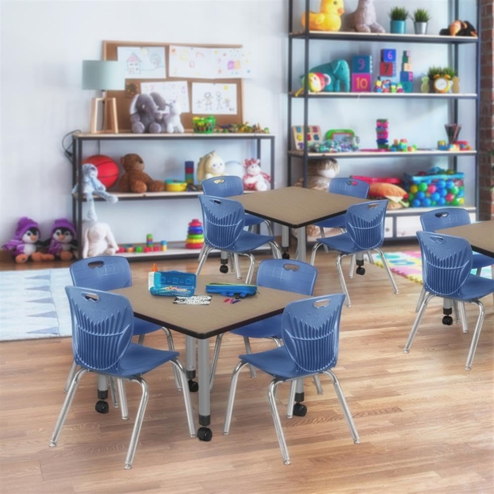 42" Square Mobile Table with 4 Stack Chairs P7767