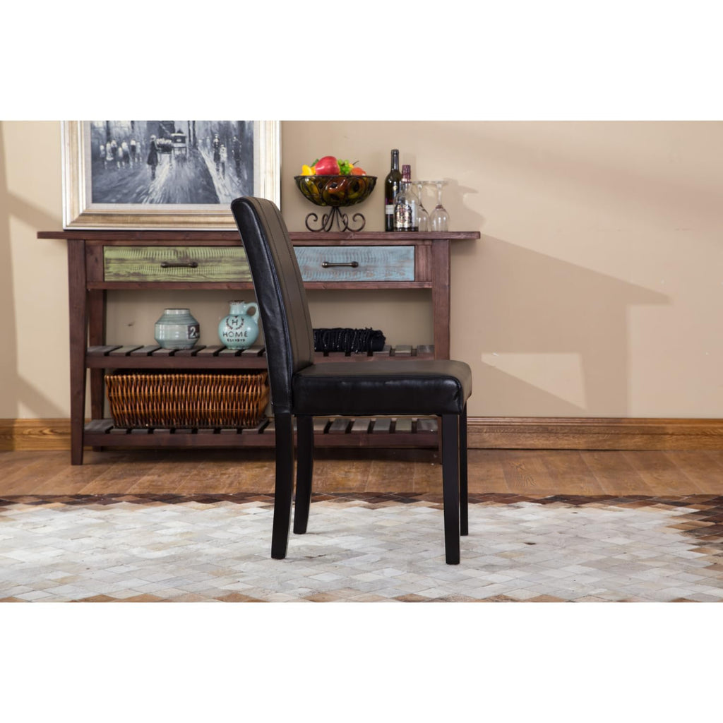 Solid Wood Leatherette Parson Chair Set of 2 S1963