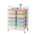 Rolling Storage Drawer Cart with Wheels and Carbon Steel Tabletop B967977