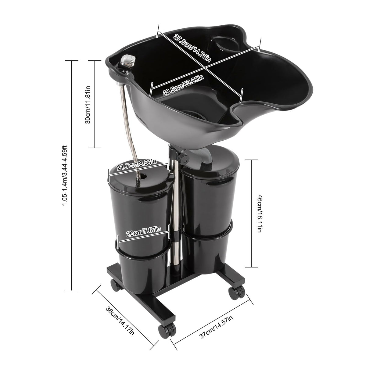 Portable Electric Shampoo Bowl with 2 Water Buckets S9852