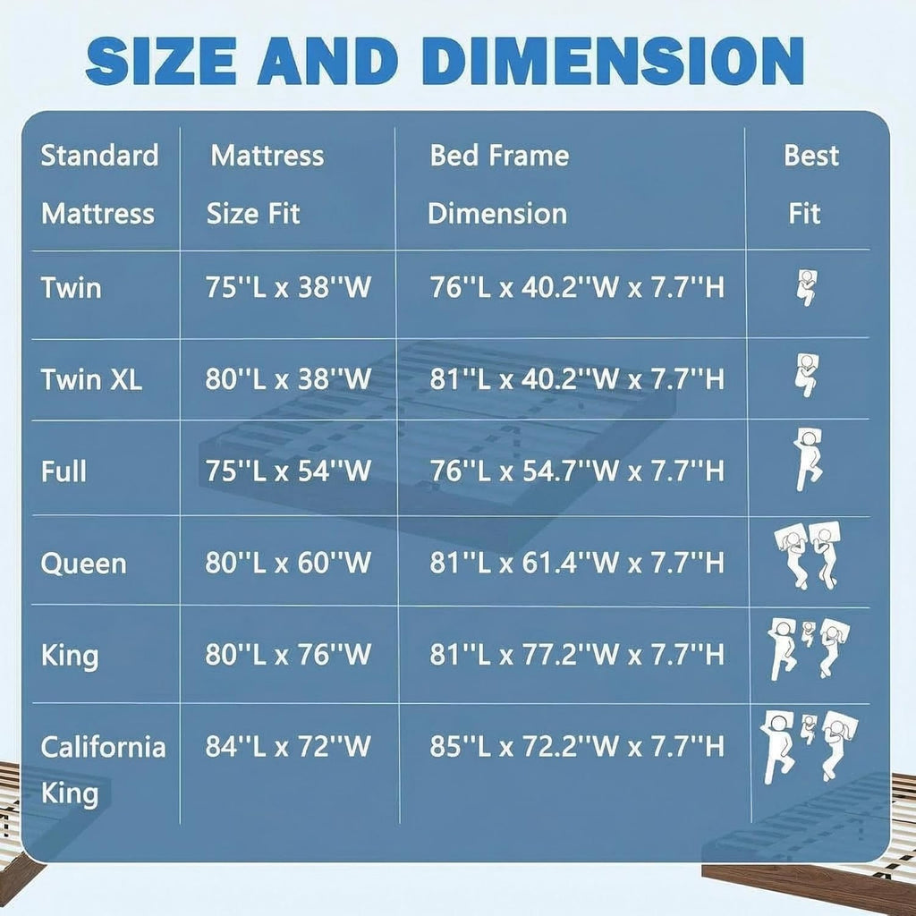 Wooden California King Size Platform Bed Frame D103537