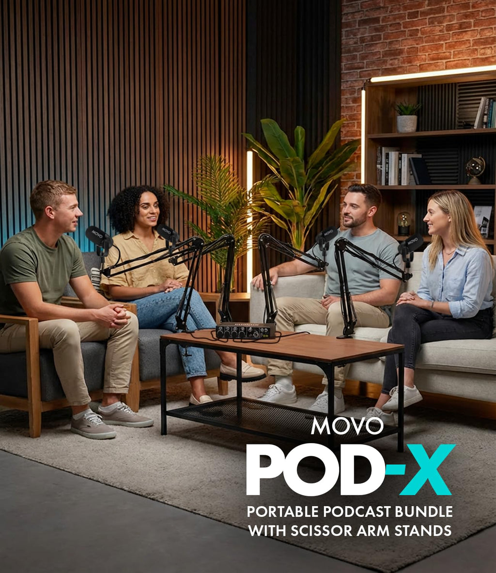 4-Person Podcast Equipment Bundle with 4-Channel USB Audio Interface and 4 Dynamic Microphones V178830